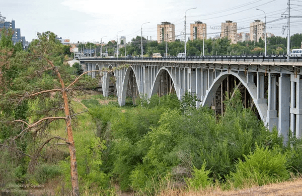 Астраханский мост и пойма реки Царицы